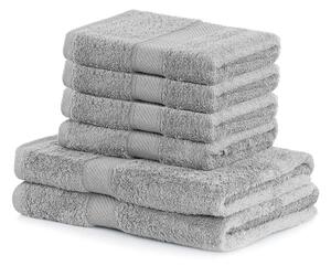 Set di 2 asciugamani grigi e 4 asciugamani argento Bamby - AmeliaHome