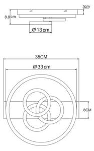 Globo 48040-40SA-LED Plafoniera da soffitto dimmerabile DARRYL I LED/40W/230V dimensioni 35 x 33 cm ottone + telecomando