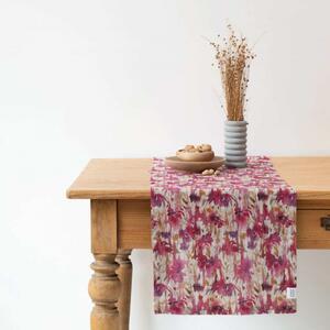 Fuchsia - Runner In Lino Con Stampa Floreale