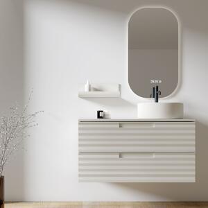 Mobile bagno sospeso 80cm bianco porcellana con mensola e lavabo ad appoggio - zen - Olimpo Docce