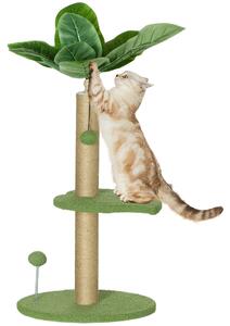 PawHut Albero per Gatti con Palo Tiragraffi, Piattaforme e Palline, in Peluche e Truciolato, Ø40x83 cm, Verde