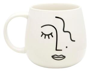Tazza in porcellana bianca, 400 ml Abstract Face - Sass & Belle