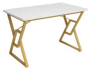 Tavolo cucina moderno in marmo e gambe in metallo, tavolo pranzo rettangolo e industriale per 4-6 persone, 119×70×75 cm,Bianco+Oro | Aosom Italy