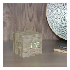 Sveglia marrone chiaro con display LED verde Cube Click Clock Wooden Cube Click - Gingko