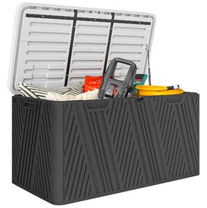 Outsunny Panca Contenitore 380L in HDPE con 2 Maniglie Laterali e Leva a Gas, 115x60x60 cm, Nero e Grigio
