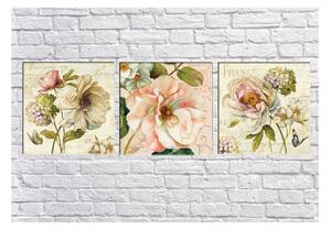 Set di 3 dipinti Vintage Flowers - Tablo Center