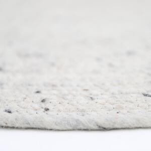 Tappeto in misto lana e cotone bianco e grigio, fatto a mano, ø 110 cm Neethu - Nattiot