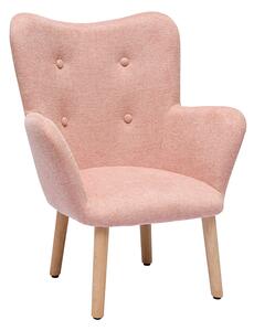 Poltrona per bambini in stile scandinavo in tessuto effetto velluto rosa e legno chiaro BABY BRISTOL