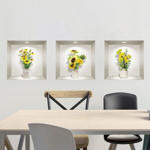 Set di 3 adesivi murali 3D Fiori gialli - Ambiance