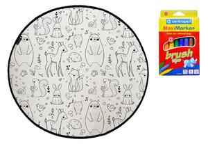 Tappeto da colorare per bambini , ø 130 cm Field Full of Animals - Butter Kings