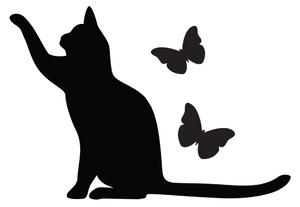 Adesivo nero per interruttore Cat Cat and Butterflies - Ambiance