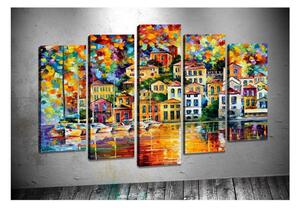 Set di 5 dipinti Bright Houses - Tablo Center