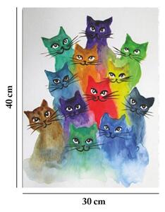 Pittura su tela Happy Cats, 30 x 40 cm - Wallity