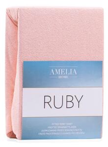Lenzuolo in spugna elasticizzata rosa chiaro 200x200 cm Ruby - AmeliaHome