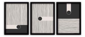 Set di 3 dipinti in cornice nera Nero 35 x 45 cm - Vavien Artwork
