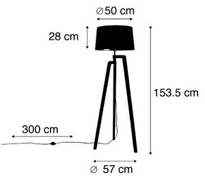 Treppiede intelligente lampada da terra con paralume nero con oro 50 cm incluso Wif A60 - Puros