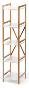 Scaffale stretto bianco a cinque livelli con struttura in bambù Lora - Bonami Essentials