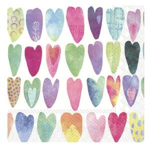 Tovaglioli di carta in set da 20 pezzi Rainbow Hearts - IHR