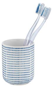 Tazza in ceramica blu e bianca per spazzolini da denti Nole - Wenko
