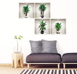 Set di 4 adesivi murali 3D Foglie di palma esotiche - Ambiance