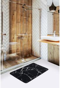 Tappeto da bagno bianco e nero con motivo in marmo Marmo, 60 x 40 cm - Foutastic