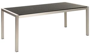 Tavolo da pranzo con struttura in alluminio anodizzato nero e argento per 6 persone 180 x 90 cm dal design moderno Beliani