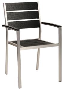 Set di 6 sedie da giardino da pranzo nero e argento con schienale a doghe in alluminio anodizzato set di sedie da esterno Beliani