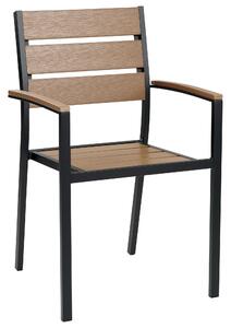 Set di 6 sedie da giardino da pranzo in plastica legno chiaro e nero con schienale a doghe in alluminio anodizzato set di sedie da esterno Beliani