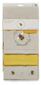 Set di 3 asciugamani da cucina in cotone beige e giallo Bumble Bees Bumblebees - Cooksmart ®