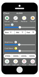 Ventilatore LED Alisio, comando app, ottone