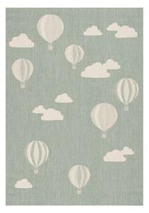 Tappeto verde anallergico per bambini 170x120 cm Balloons and Clouds - Yellow Tipi