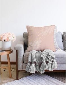 Federa rosa chiaro con foglie di cotone, 55 x 55 cm - Minimalist Cushion Covers