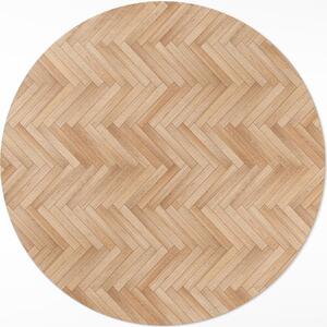 Bellissimo parquet a spina di pesce in legno – Moquette in vinile – Moquette per interni – Corridoio – Facile da pulire – Tappeto rotondo – Moquette in PVC – Moquette per esterni – Facile da pulire – fi 80 cm