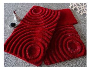 Set di 3 tappetini da bagno rossi Wave - Foutastic