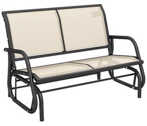 Outsunny Panchina a Dondolo da Giardino a 2 Posti in Metallo e Tessuto a Rete Traspirante, 120x70x85cm, Beige
