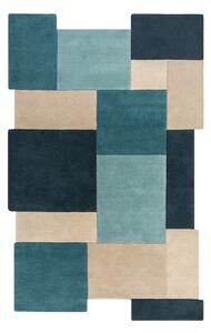 Tappeto in lana blu/beige 200x290 cm Abstract Collage - Flair Rugs