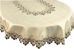 Tovaglia ovale beige decorata con pizzo Larghezza: 60 cm | Lunghezza: 120 cm