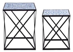 Set 2 tavolini legno e acciaio con decorazione Neapolis K24 Bizzotto - Bizzotto