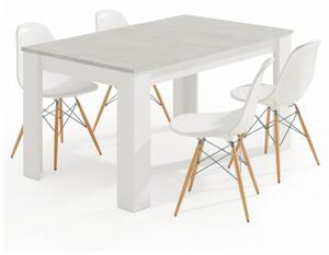 Tavolo allungabile da pranzo rettangolare in legno 140-190x90 cm Kendra Cemento/Bianco - Fores