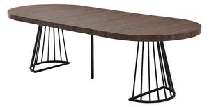 Tavolo da pranzo allungabile da 2 a 12 coperti in MDF e Acciaio Marrone scuro naturale e Nero - FIRELA