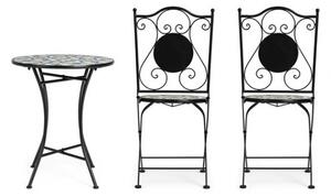 Set bistrot da giardino in mosaico con tavolino tondo e sedie pieghevoli Positano Bizzotto - Bizzotto