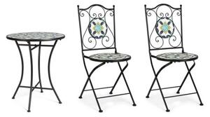 Set bistrot da giardino in mosaico con tavolino tondo e sedie pieghevoli Positano Bizzotto - Bizzotto