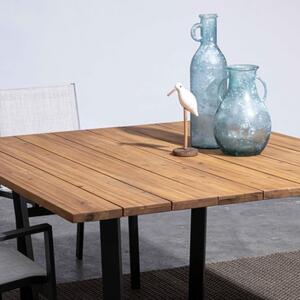 Tavolo da esterno quadrato in legno 130x130 cm gambe in acciaio Helsinki Bizzotto - Bizzotto