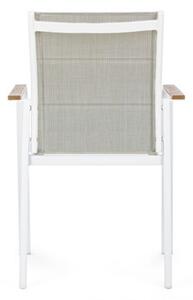 Sedie da esterno bianche in alluminio con braccioli in legno e seduta in textilene Kubik Bizzotto - 4 pezzi - Bizzotto