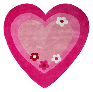 Tappeto rosa per bambini 100x100 cm Love Heart - Premier Housewares