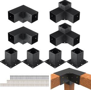 Set di staffe per pergola da 101,6 x 101,6 mm - carpenteria a 3 vie - pali per il fai da te - set da 8 pezzi