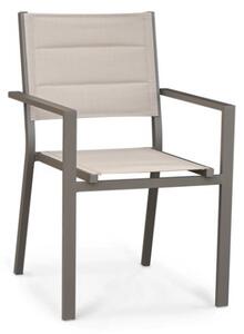 Sedie Da Esterno In Alluminio Con Braccioli Seduta In Textilene Imbottita Tortora - 4 pezzi - Bizzotto