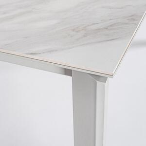 Tavolo Da Interno Allungabile 90x160-220 In Acciaio Piano In Ceramica Bianco-Grigio Briva Bizzotto - Bizzotto