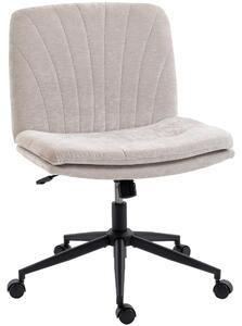 Sedia da Ufficio Regolabile, Inclinabile e Girevole, in Tessuto Chenille e Acciaio, 62x67x83-93 cm, Beige