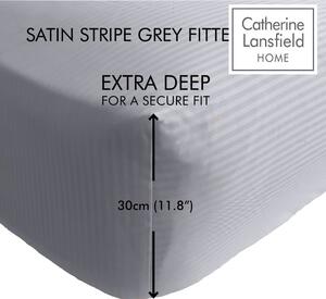 Lenzuolo elastico grigio 90x190 cm Satin Stripe - Catherine Lansfield